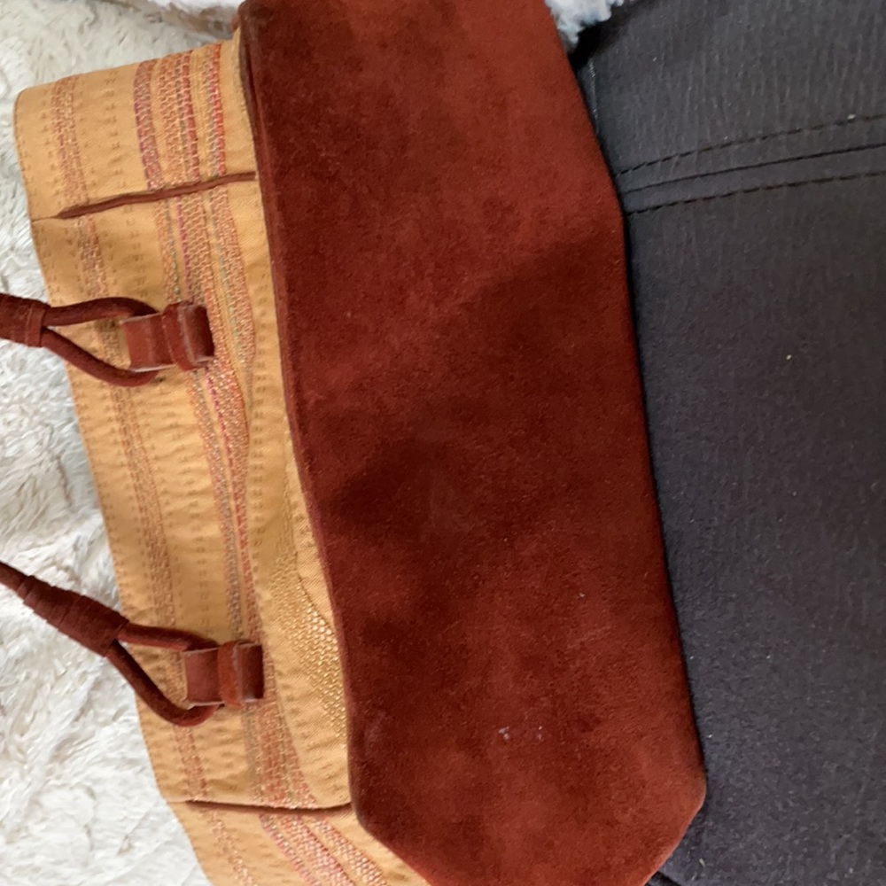 BOTTEGA VENETA Brown Suede & Camel Color Tote Bag - Picture 6 of 9